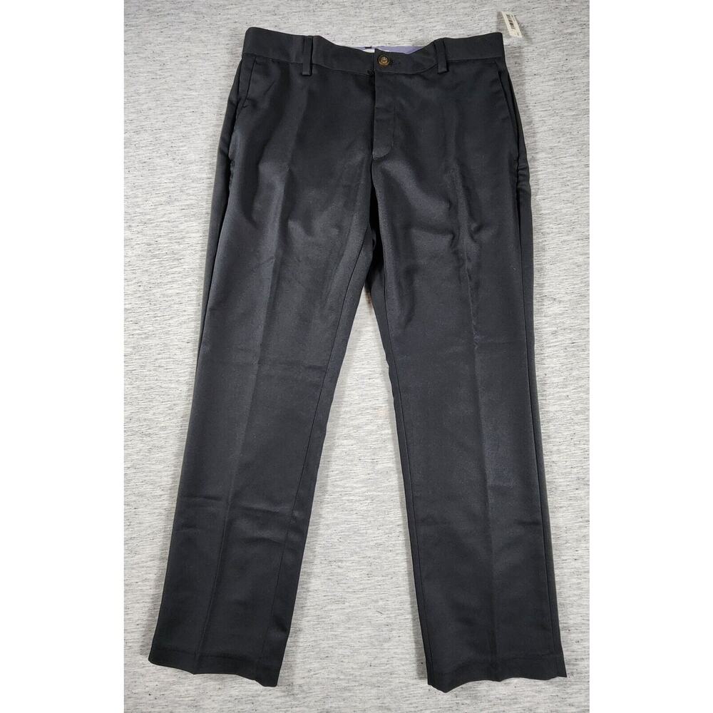 Dress Pants Slim Fit Straight Leg Flat Front Mens Size 33Wx28L Black